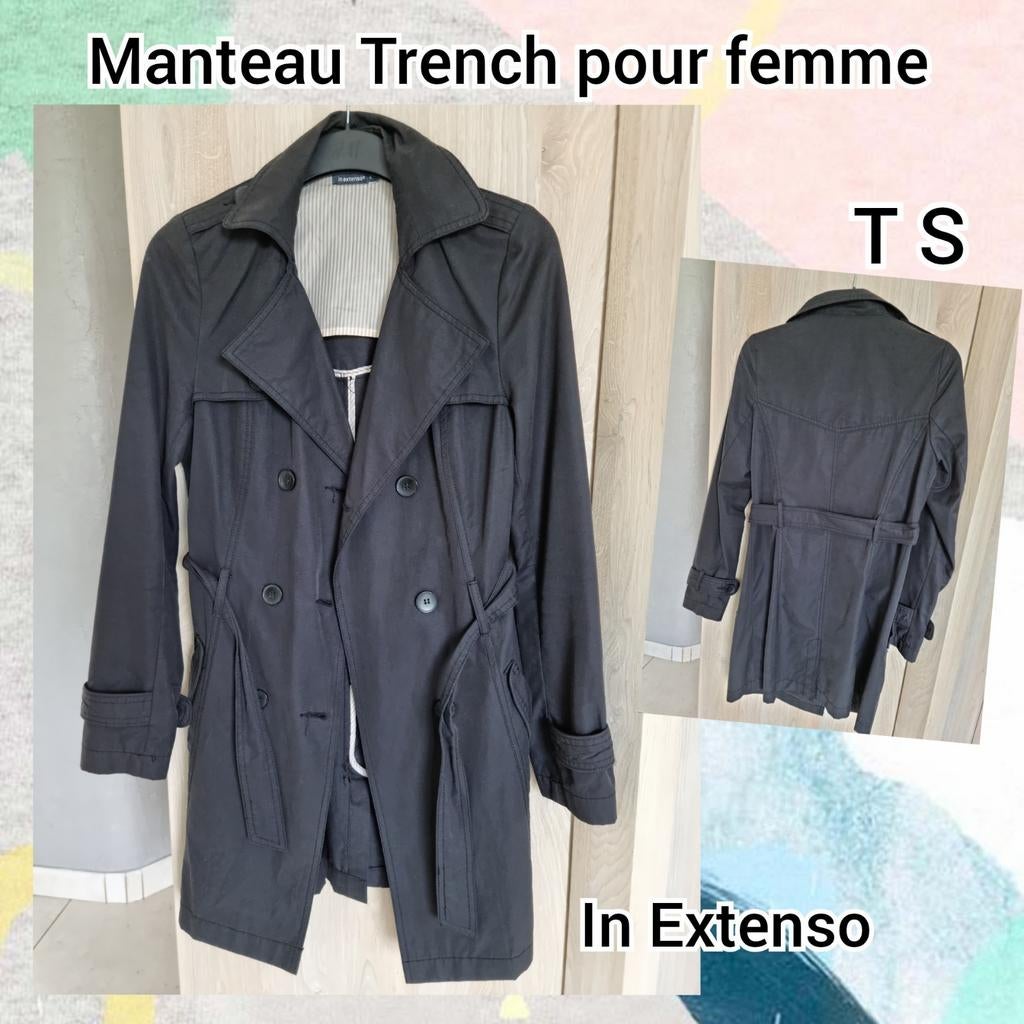 Manteau Trench pour femme-noir-In Extenso-T.S, Vêtements | Femmes, Enlèvement ou Envoi, Taille 36 (S), Porté, In extenso