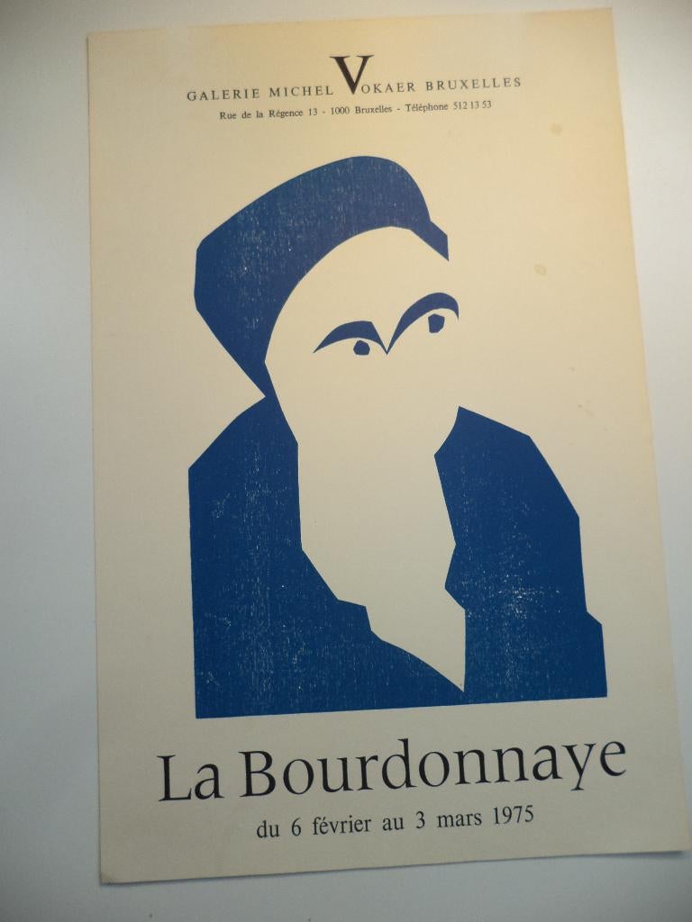 1975 Alain de La Bourdonnaye FR. lino woodblock expo affiche, Enlèvement ou Envoi
