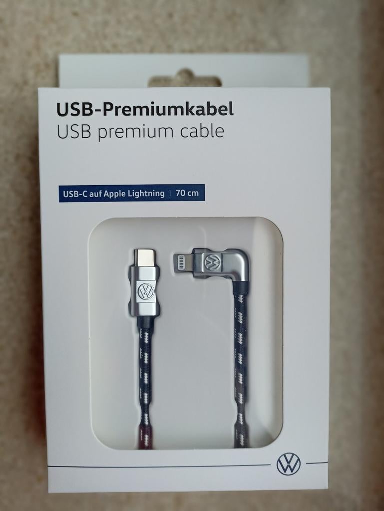 USB premium kabel, van USB-C naar Lightning, origineel VW, Telecommunicatie, Carkits, Opbouw, Nieuw, Ophalen of Verzenden, Autohouder