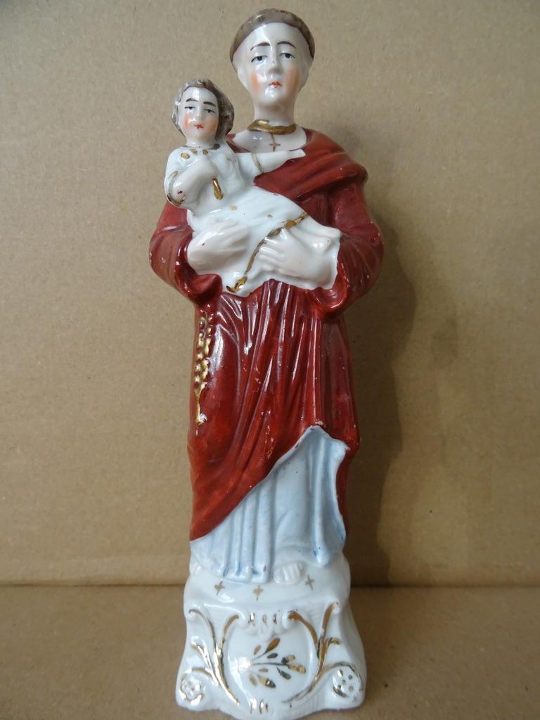 Statue ancienne de Saint Antoine et Jésus en porcelaine 19cm, Antiquités & Art, Enlèvement ou Envoi