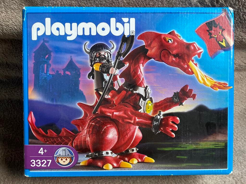 Playmobil n. 3327 -  Chevalier/Dragon Rouge, Utilisé, Ensemble complet