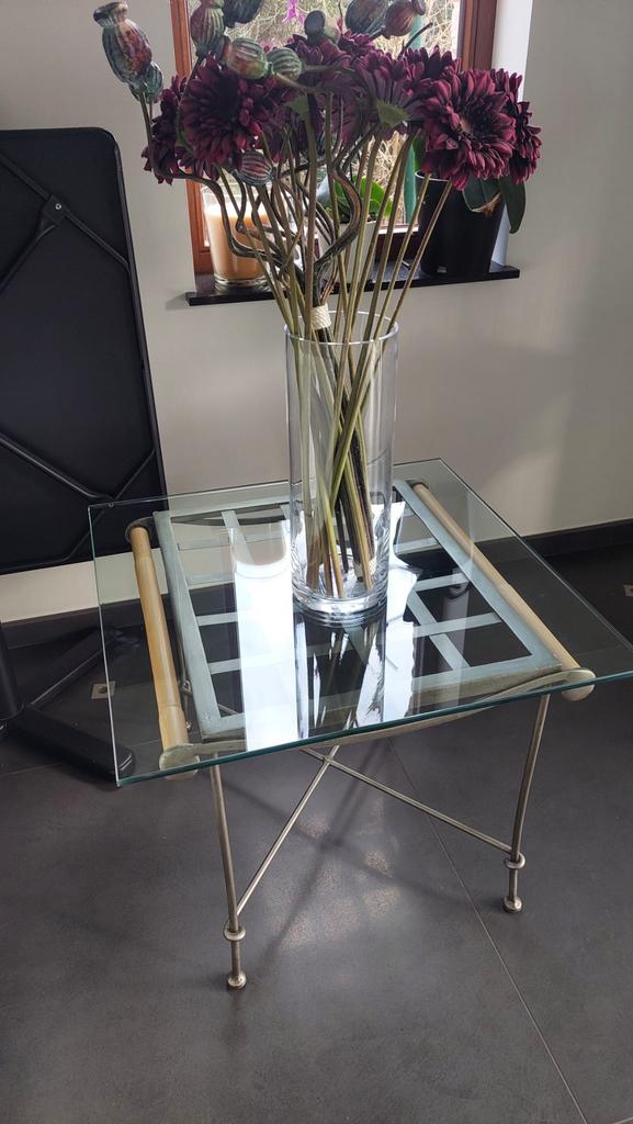 table de salon carrée en verre, Verre, Enlèvement, 50 à 75 cm, Carré