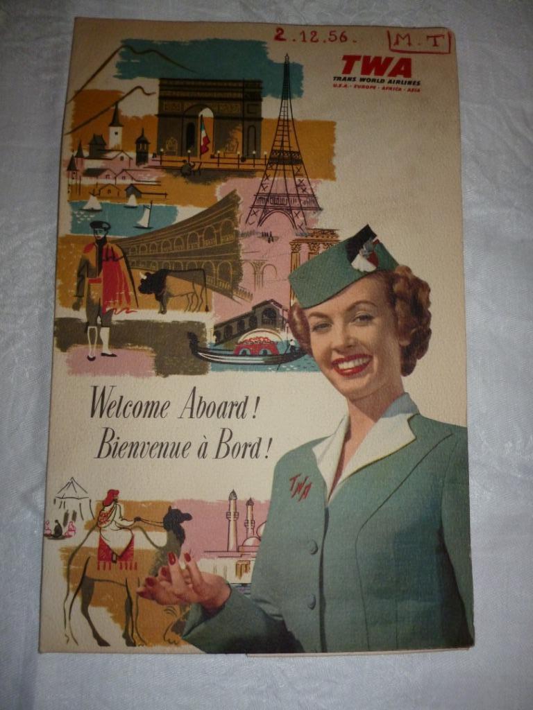 Pochette TWA Trans World Airlines 1957 billet d'avion, Enlèvement ou Envoi