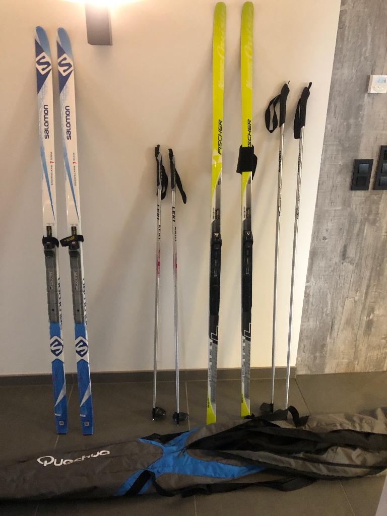 Ski’s langlauf medium en Large Fischer en Salomon als nieuw, Stokken, Zo goed als nieuw, Ski, Salomon