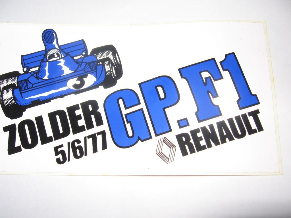 Sticker Zolder GP.F1 5/5/77 Renault. Dimensions : 17 cm sur, Enlèvement ou Envoi, Neuf, Voitures