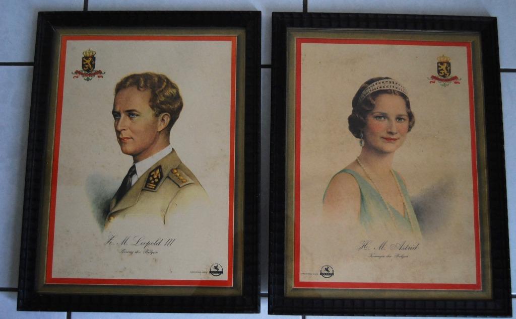 Statieportretten Koning Leopold III en Koningin Astrid, Verzamelen, Ophalen of Verzenden, Gebruikt, Kaart, Foto of Prent