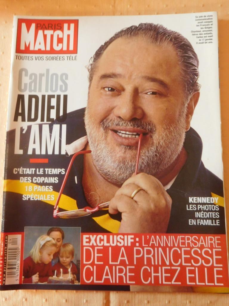 Paris Match Carlos Adieu l'ami., Livres, Enlèvement ou Envoi, Comme neuf, Musique, Cinéma ou TV