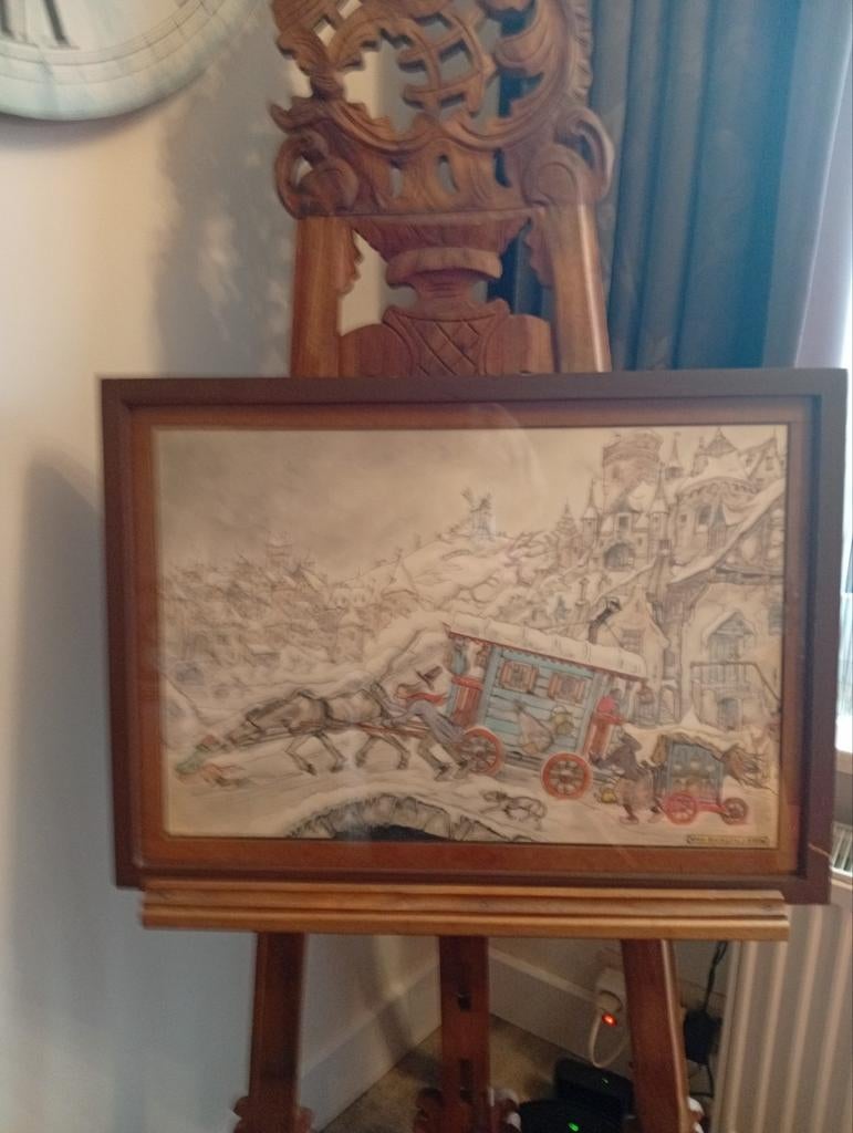 Knus WINTERLANDSCHAP van"Wan Besoeklat", Antiek en Kunst, Ophalen of Verzenden