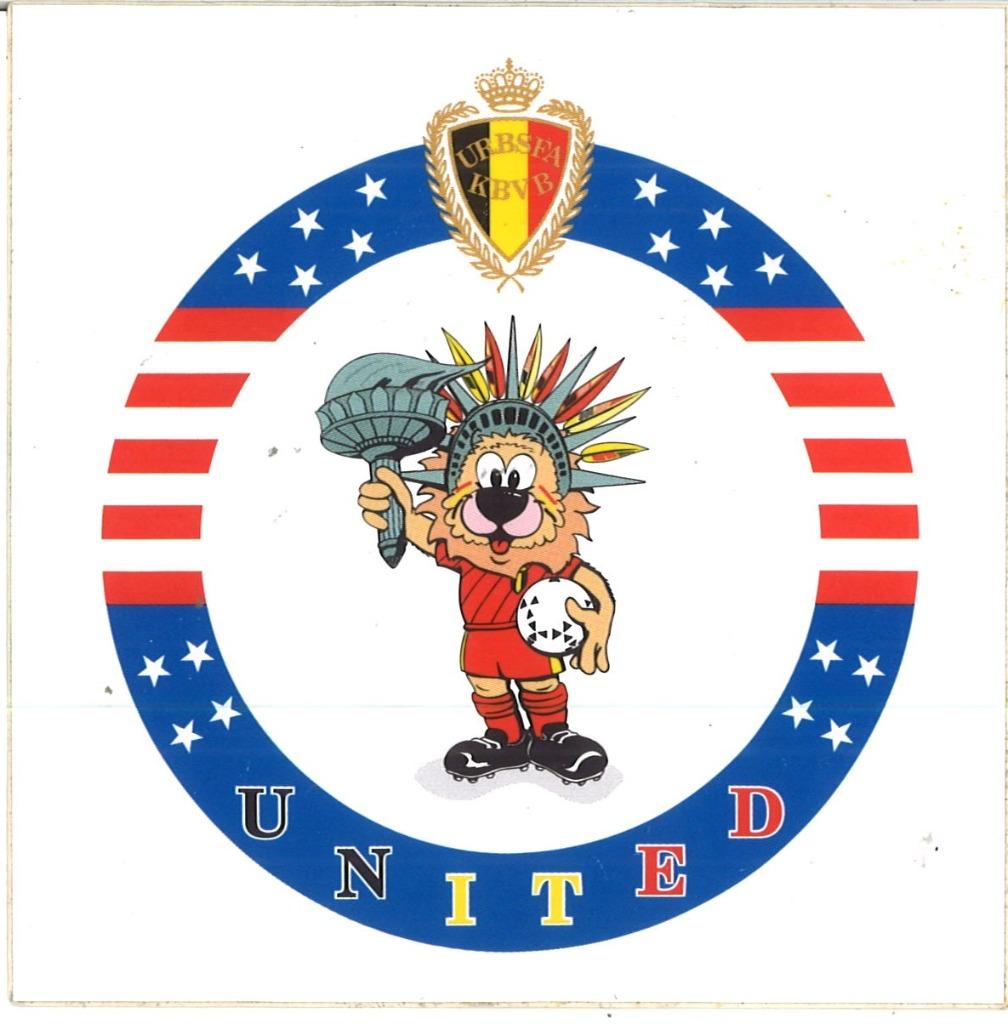 1 sticker Rode Duivels WK 1994 Amerika 'United', Verzamelen, Ophalen, Nieuw, Poster, Plaatje of Sticker