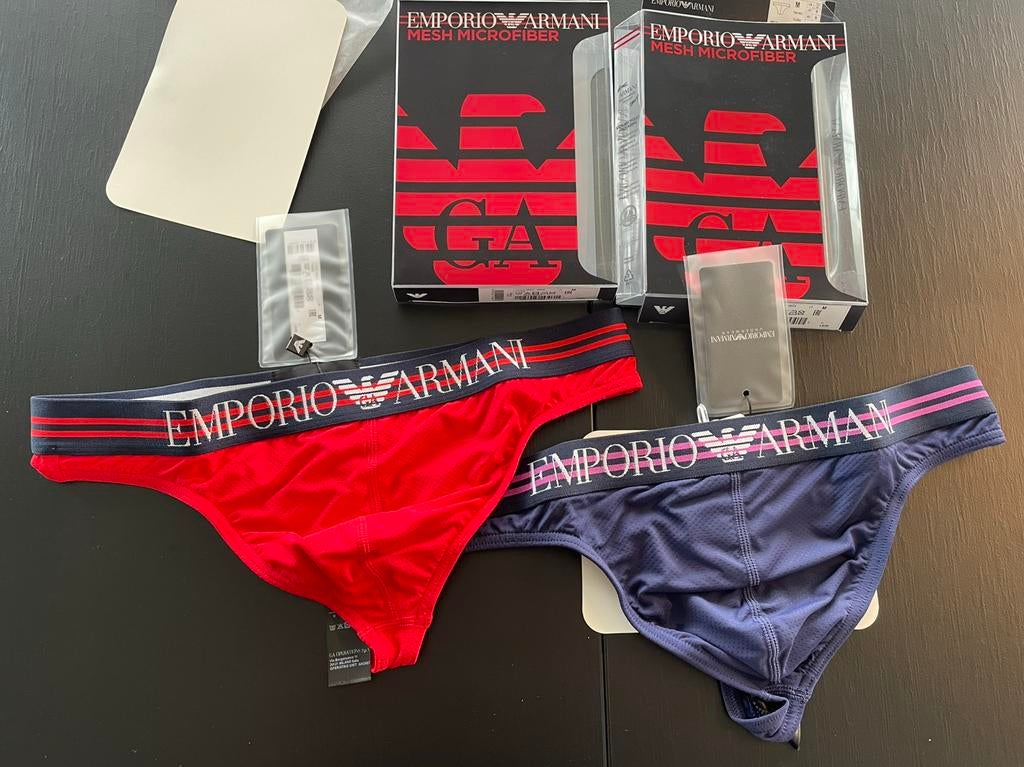 Set Microfiber Mesh String Mannen, Verzenden, Overige kleuren, Emporio Armani, Slip