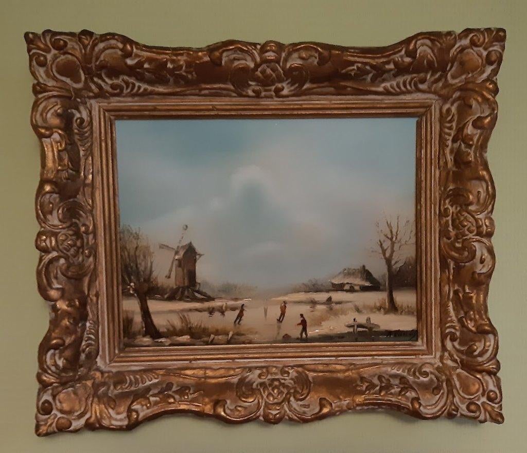 Schilderij van Tony Van Os. Op eiken paneel, in mooie kader., Antiek en Kunst, Ophalen