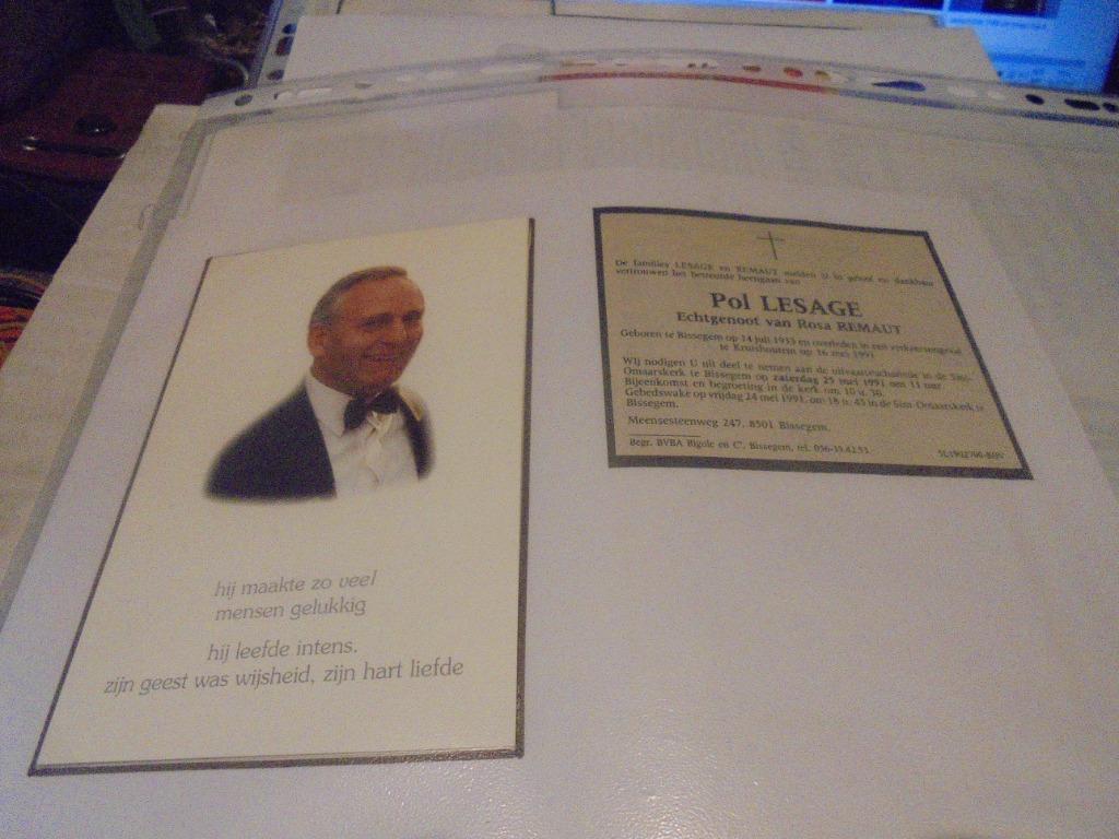 dp Pol Lesage, Verzamelen, Ophalen of Verzenden, Bidprentje