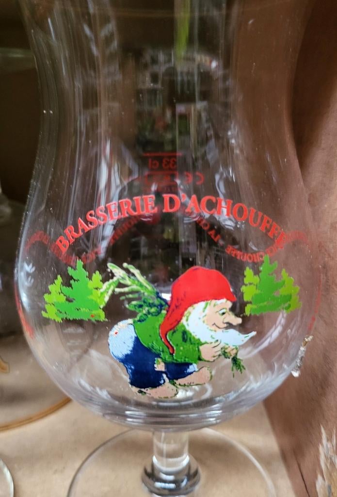 La Chouffe bierglas 33cl rode opdruk, Ophalen of Verzenden