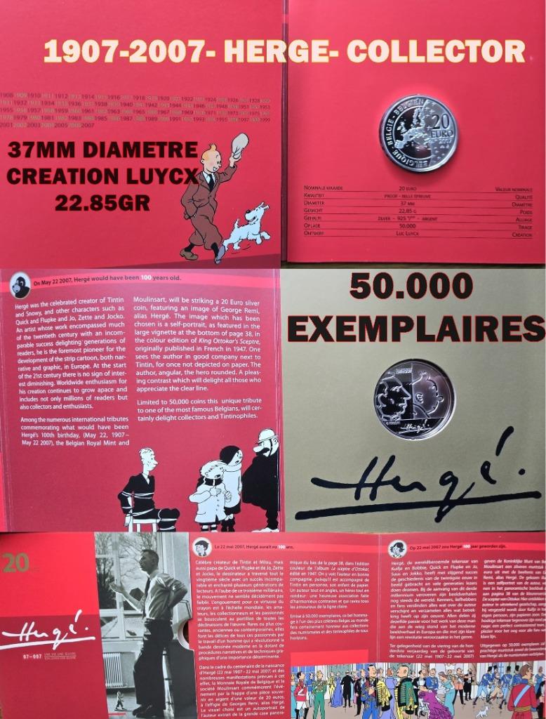 2007- Tintin collector en argent euro, Enlèvement ou Envoi, Tintin