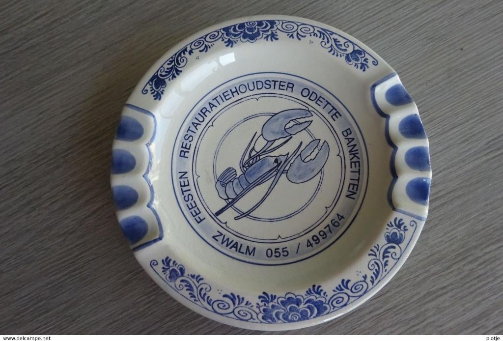 Zwalm * Delfts Blauw (asbak - cendrier) Odette kreeft homard, Antiquités & Art, Enlèvement ou Envoi