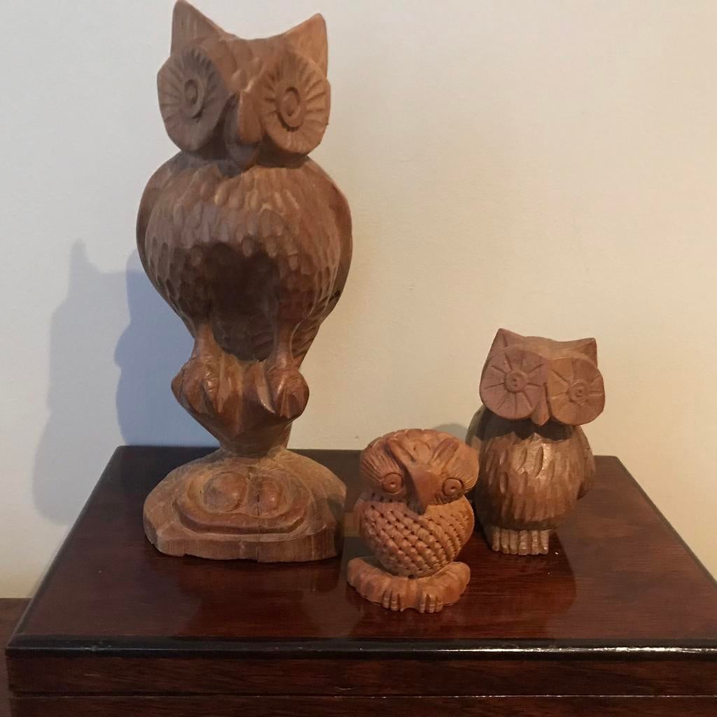 Houten uilen handgemaakt, Antiek en Kunst, Ophalen of Verzenden