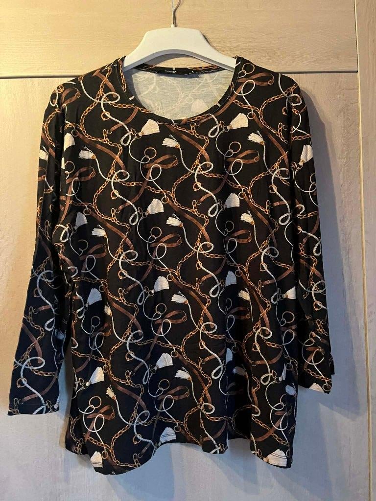 truitje stretch clarina e5 mode bruin zwart 48, Kleding | Dames, Zwart, Zo goed als nieuw, E5 clarina, Shirt of Top