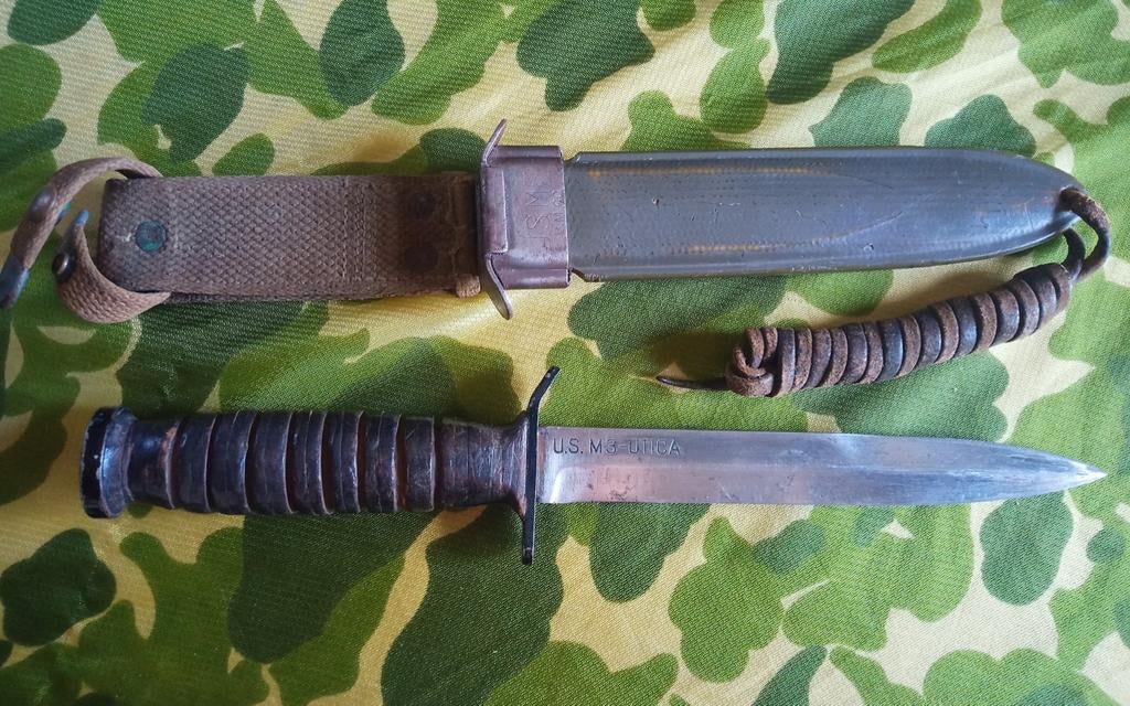 US WW2 Mesdolk Usm3 Utica blade Lees advertentie, Verzamelen, Ophalen of Verzenden, Landmacht, Mes of Dolk