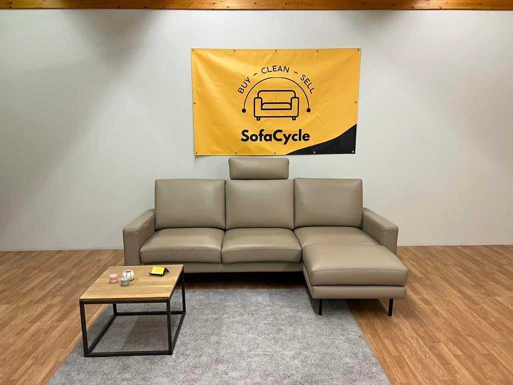 Topkwaliteit Lederen Driezit met Poef /SofaCycle / Levering, Huis en Inrichting, Ophalen of Verzenden