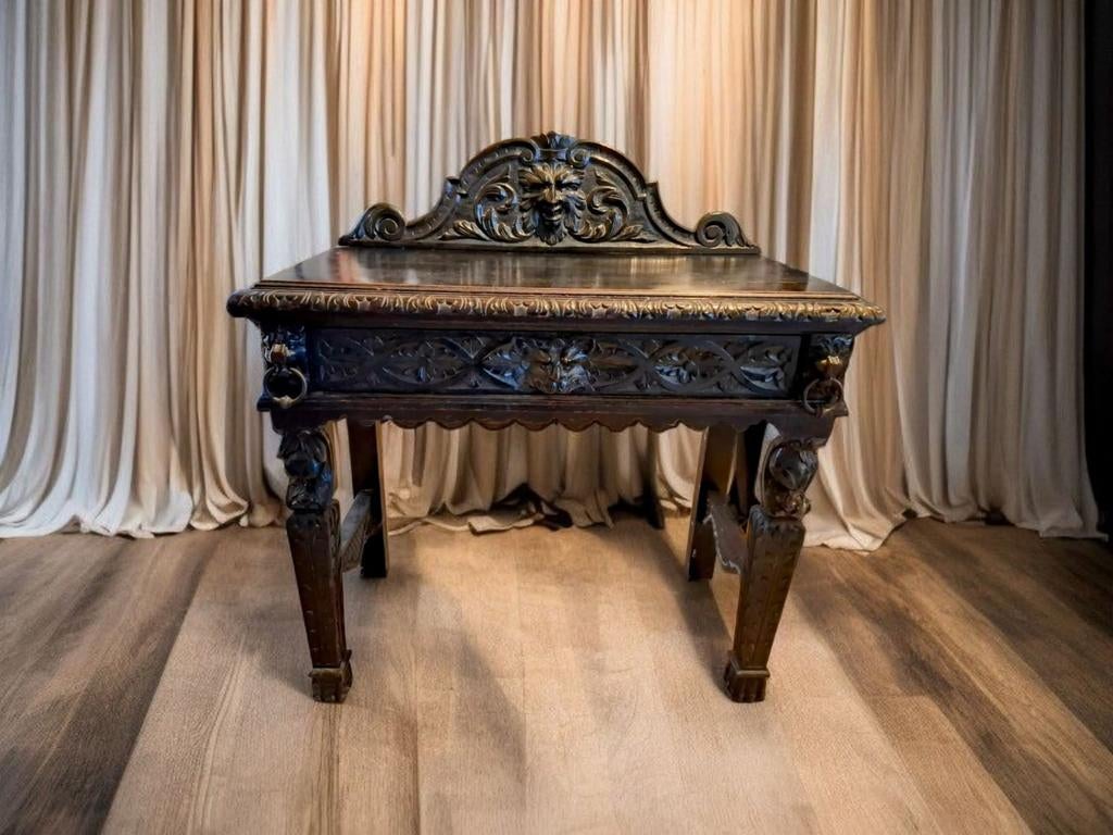 Een historiserende geëboniseerd houten wandconsole, 1880, Ophalen