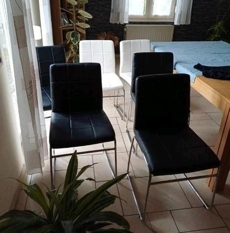6 chaises de salle à manger en simili cuir, Maison & Meubles, Chaises, Utilisé, Cinq, Six Chaises ou plus, Cuir, Autres matériaux