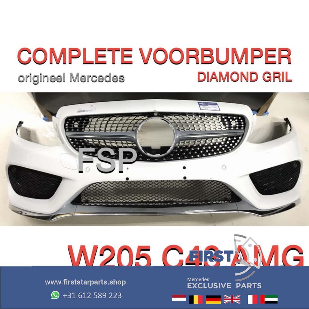 W205 AMG Voorbumper + diamond gril COMPLEET Mercedes C Klass, Auto-onderdelen, Gebruikt, -, Voor, Ophalen of Verzenden