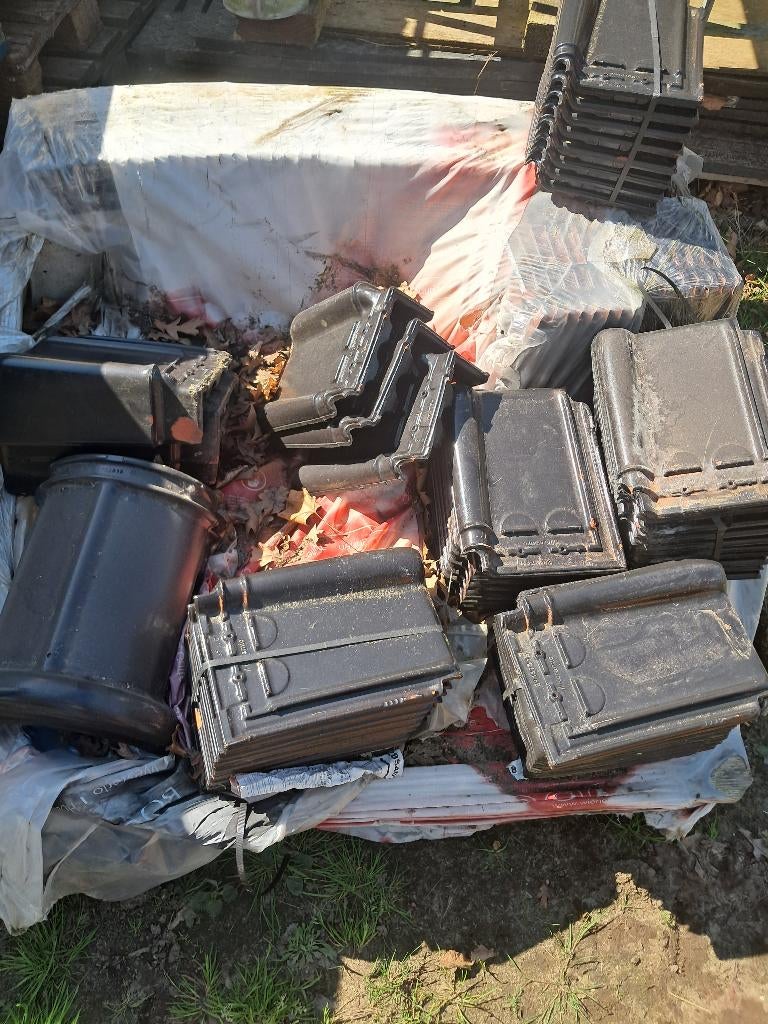 Pannen Pottelberg zwart geglazuurd, Doe-het-zelf en Bouw, Dakpannen en Dakbedekking, Ophalen, Nieuw, Zwart, Dakpannen