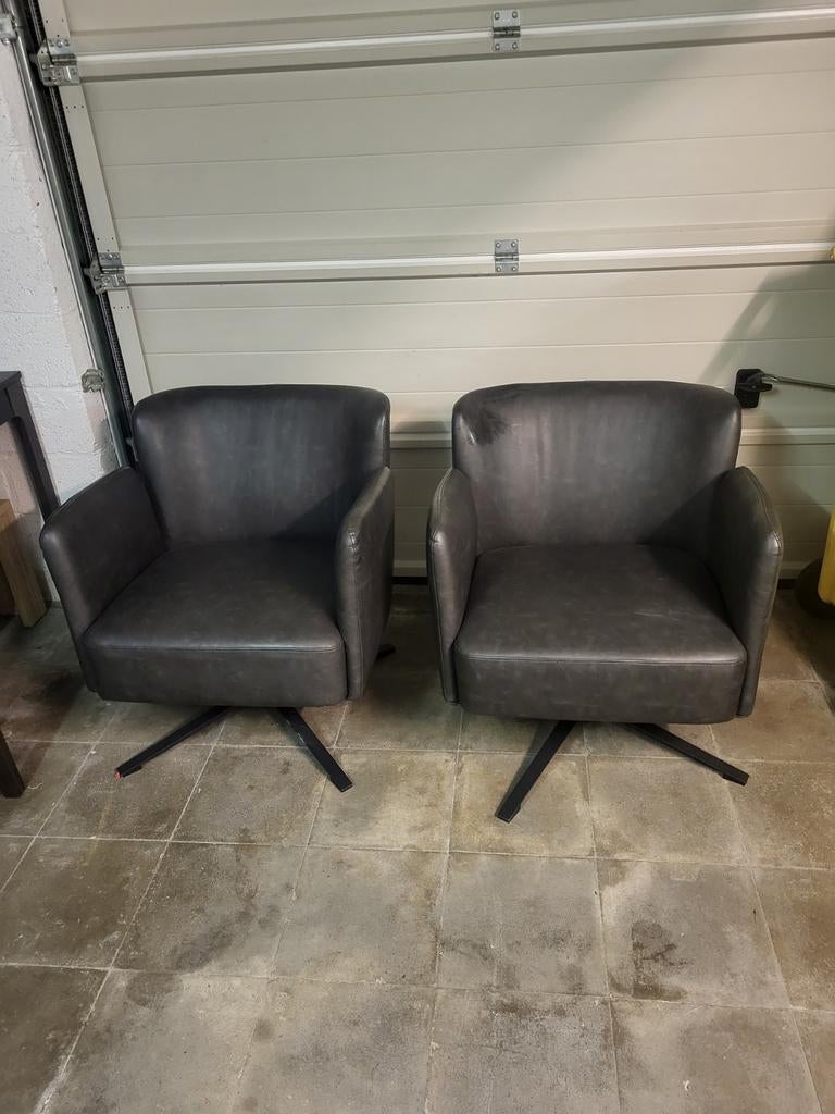 2 fauteuils pivotants design gris – état impeccable, Maison & Meubles, Fauteuils, Enlèvement