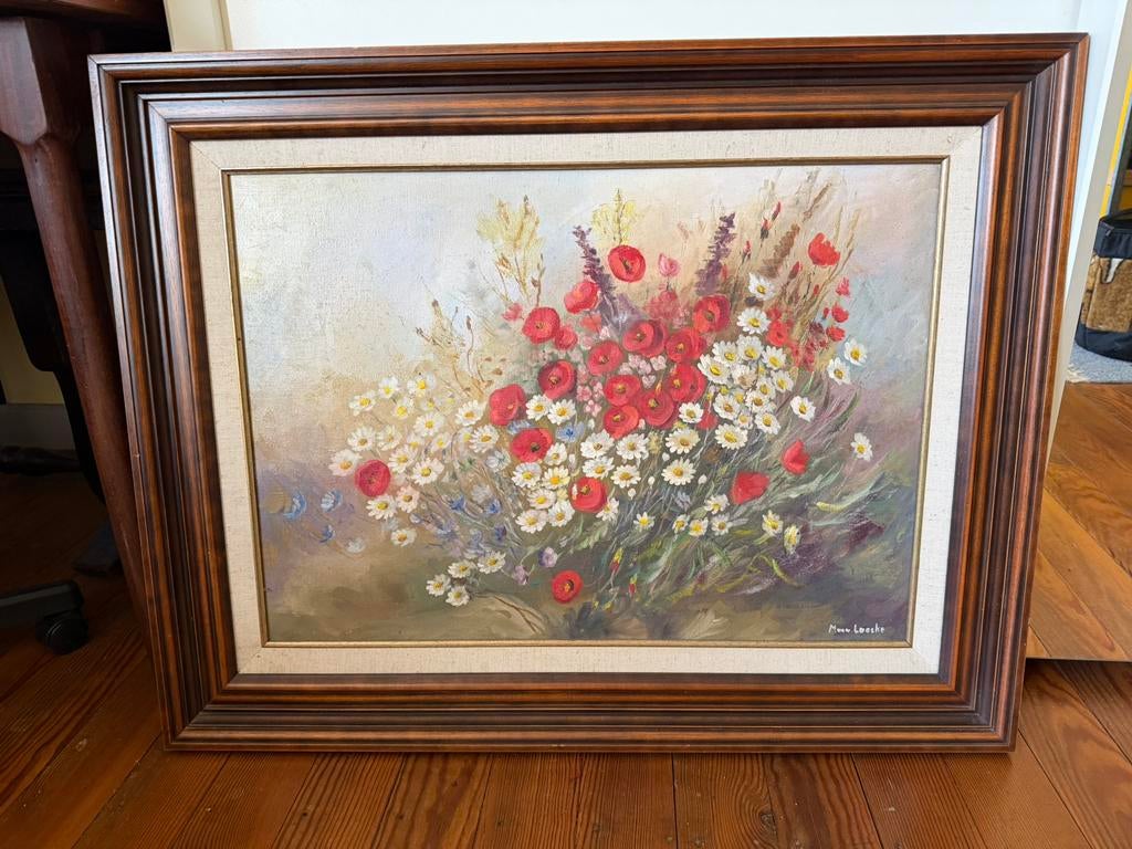 Schilderij met kader 89x69 cm) - stilleven bloemen, Antiquités & Art, Art | Peinture | Classique, Enlèvement