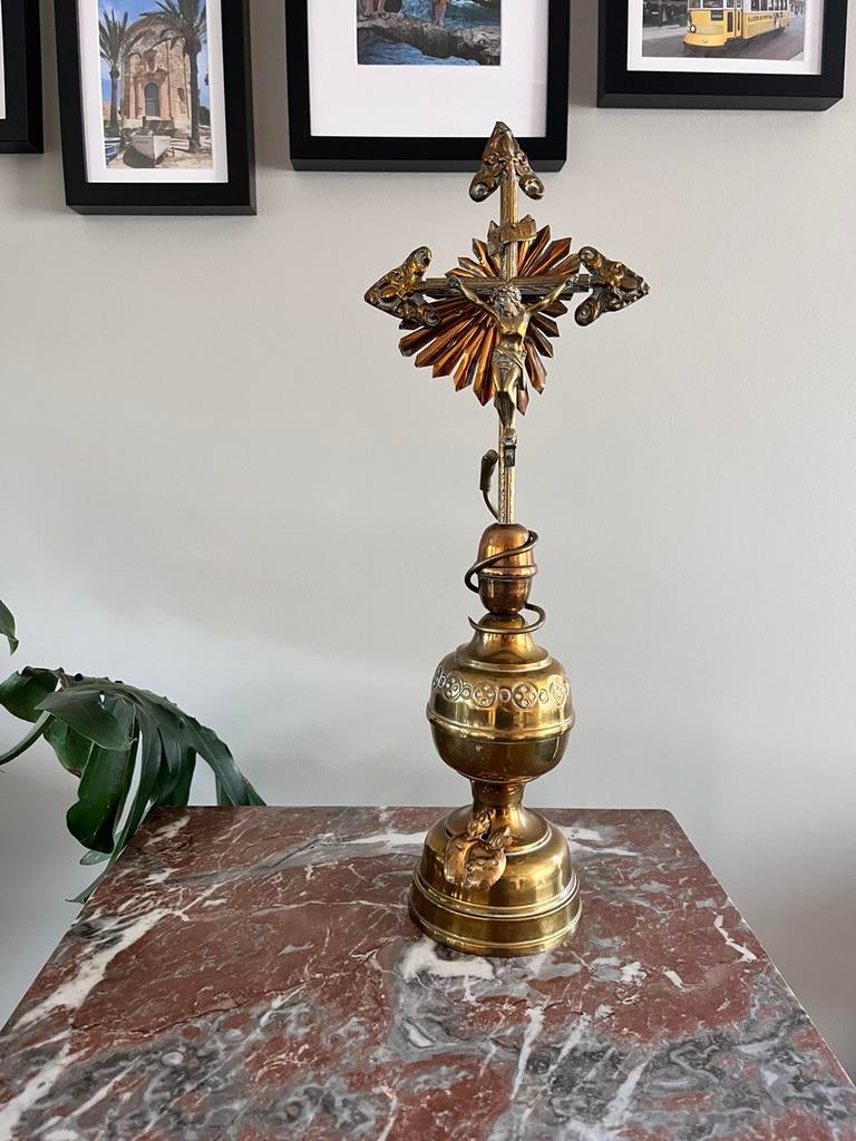 Antiek altaarkruis, Antiek en Kunst, Antiek | Brons en Koper, Ophalen, Koper