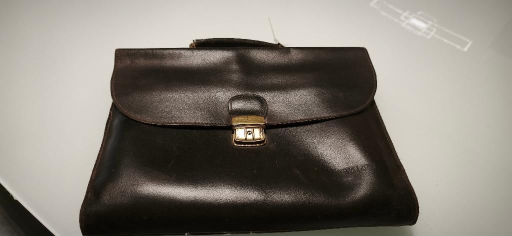 mallette en cuir, Handtassen en Accessoires, Tassen | Schooltassen, Gebruikt, Bruin, Aktetas of Boekentas, Ophalen of Verzenden