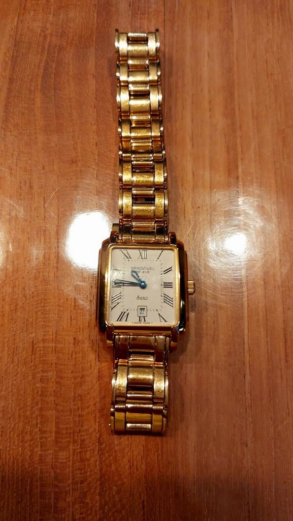 Montre Raymond Weil Saxo 9910 pour homme/unisexe, plaquée or, Bijoux, Sacs & Beauté, Montres | Hommes, Or, Or, Enlèvement ou Envoi