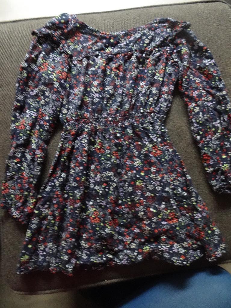 Donkerblauw bloemenjurkje (Hema – Maat 110-116), Kinderen en Baby's, Kinderkleding | Maat 110, Meisje, Ophalen of Verzenden, Zo goed als nieuw