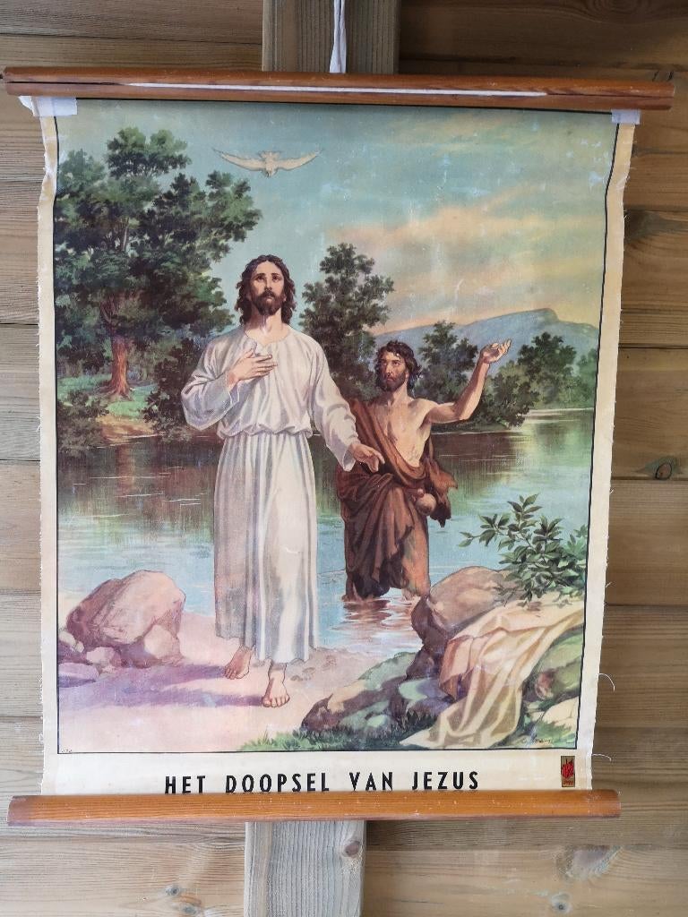 school plaat het dopsel van jezus christus, Ophalen of Verzenden, Geschiedenis