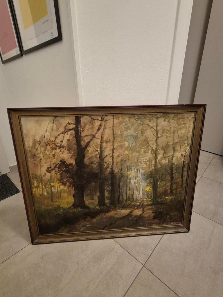 Peinture de paysage forestier de H.J.Pauwels - encadrée, Antiquités & Art, Enlèvement