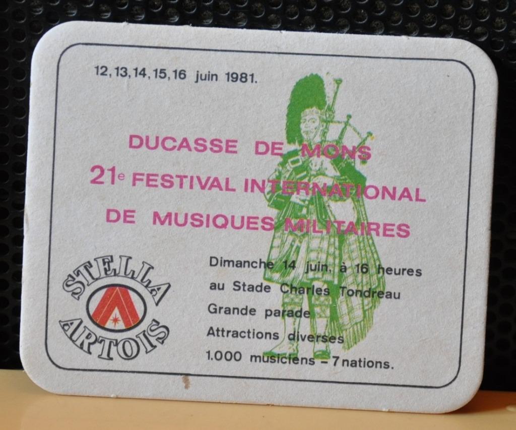 sous bock stella artois ducasse de mons 1981, Collections, Enlèvement ou Envoi, Neuf, Sous-bock, Stella Artois