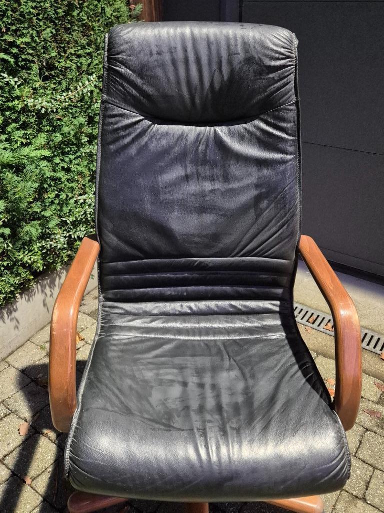 leren bureaustoel, Ophalen, Gebruikt, Zwart, Bureaustoel