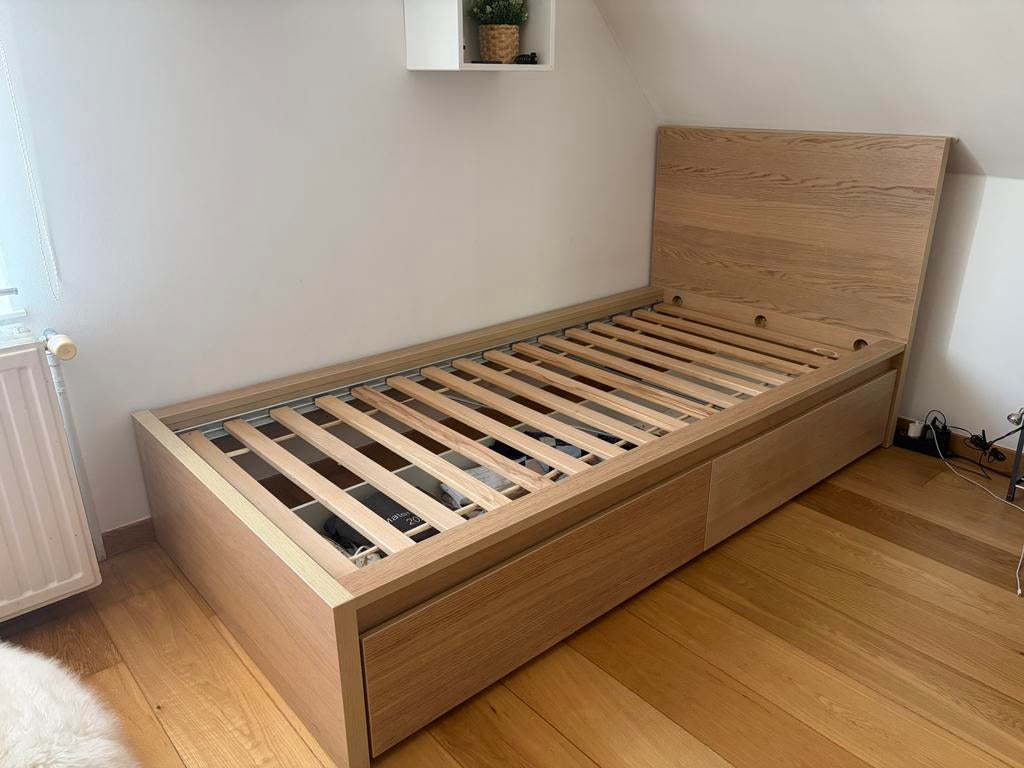 Lit IKEA 90x200, Maison & Meubles, Chambre à coucher | Lits, 90 cm, Brun, Enlèvement, 200 cm