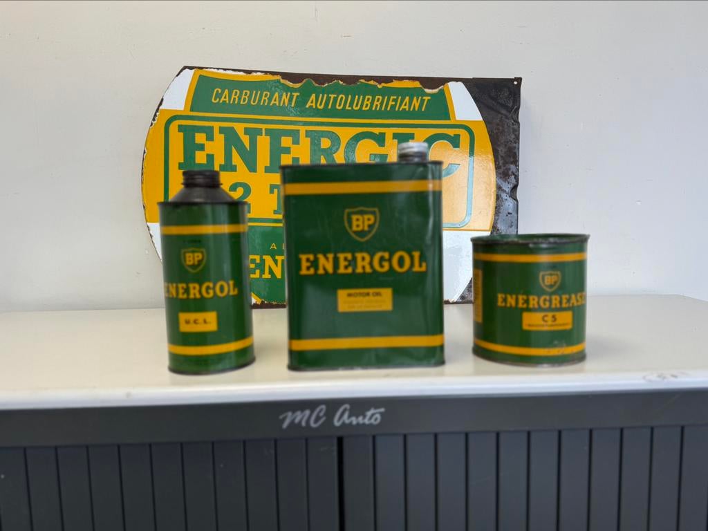 BP Energol oude olie blikken, Ophalen of Verzenden, Gebruikt, Verpakking