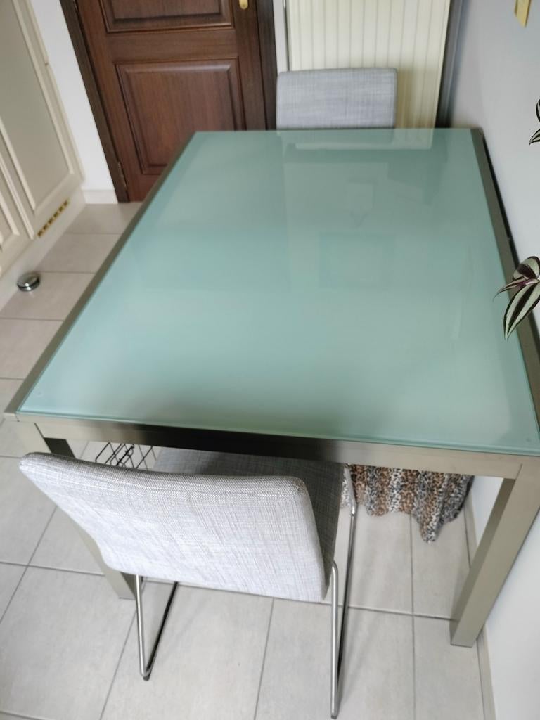 Glazen uitschuifbare eettafel, Huis en Inrichting, Tafels | Eettafels, Ophalen