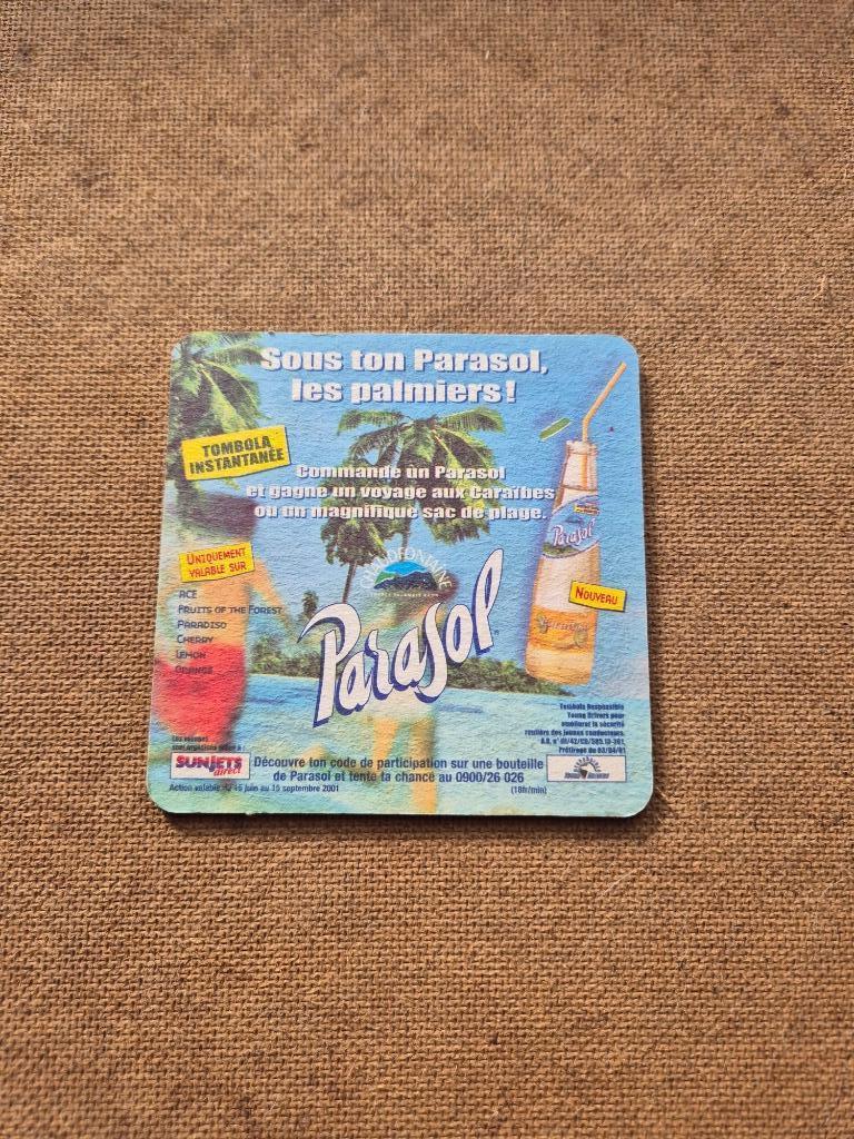 Sous bock Parasol (modèle 6), Collections, Marques de bière, Enlèvement ou Envoi, Utilisé, Sous-bock, Autres marques