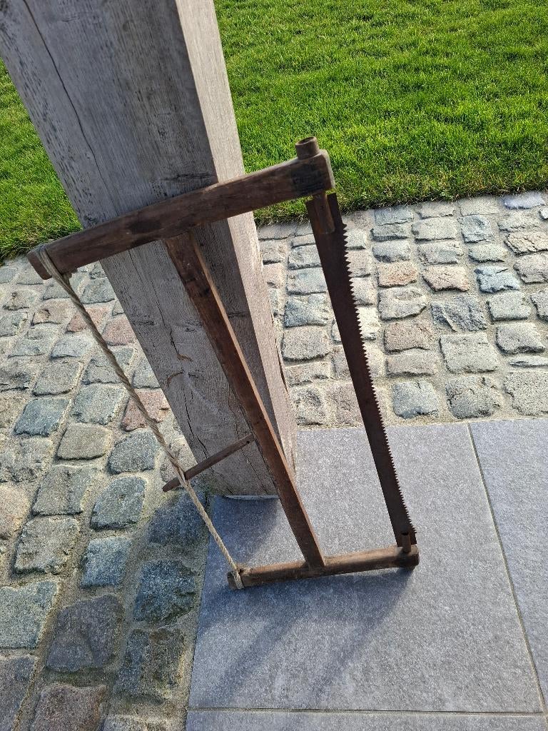 Antieken zaag een oude handboor plus schaaf, Ophalen of Verzenden