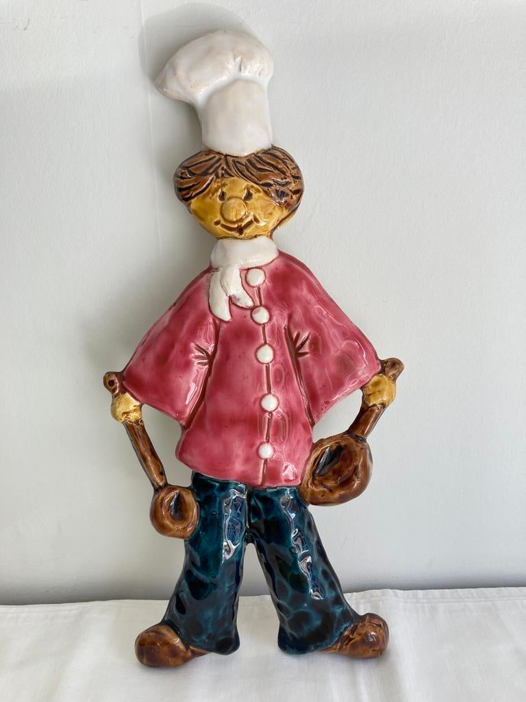 Hangend beeldje van een vrolijke kok, 36 cm hoog, ., Ophalen of Verzenden