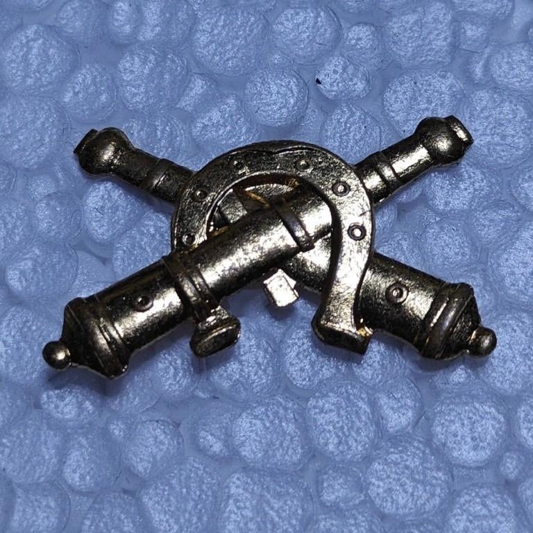 Emblème de col belge pour l'artillerie montée  Doré, Enlèvement ou Envoi, Armée de terre, Emblème ou Badge
