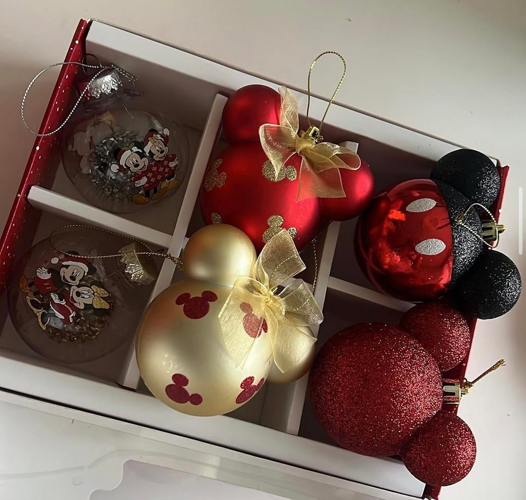 Lot 3 boîtes boules de noël Disney décoration Mickey Minnie, Enlèvement ou Envoi, Comme neuf