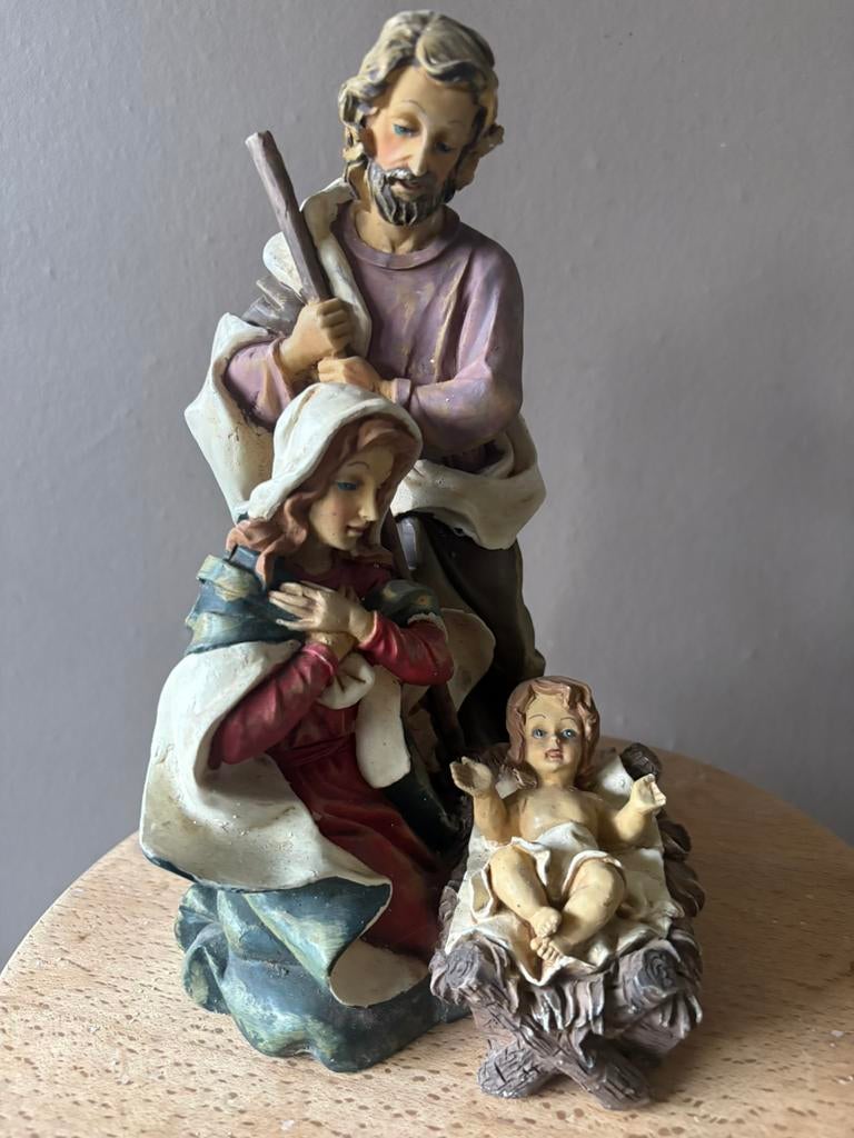 Beeld Jozef en Maria en kindje Jezus in steenvorm, Enlèvement, Comme neuf