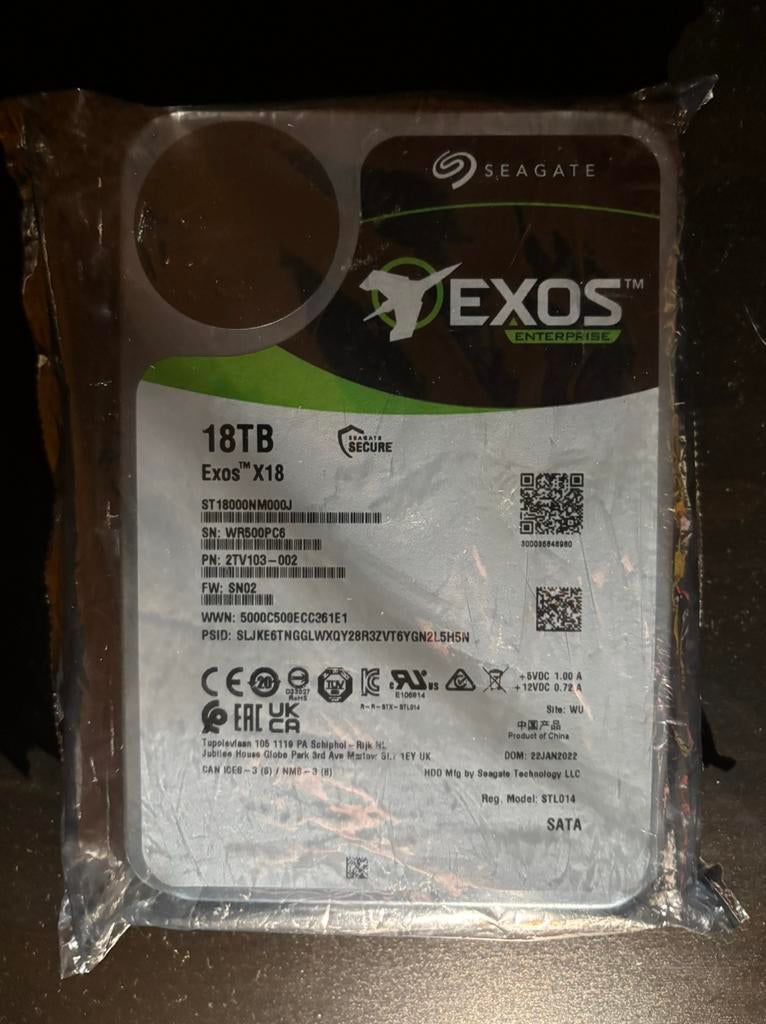 Seagate Exos X18 18TB HDD – NIEUW & SEALED, Computers en Software, Harde schijven, Ophalen, Server, HDD, Zo goed als nieuw