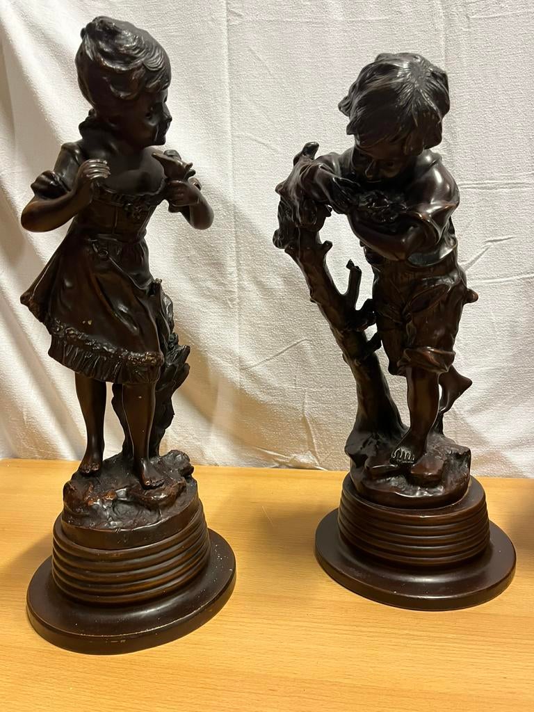 2 bronzen beelden Auguste Moreau, Antiquités & Art, Art | Sculptures & Bois, Enlèvement