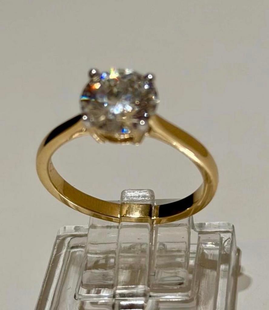 Nieuwe gouden solitaire ring met VS1 diamant van 2.00ct!, Bijoux, Sacs & Beauté, Bagues, Neuf, Or, 17 à 18, Jaune