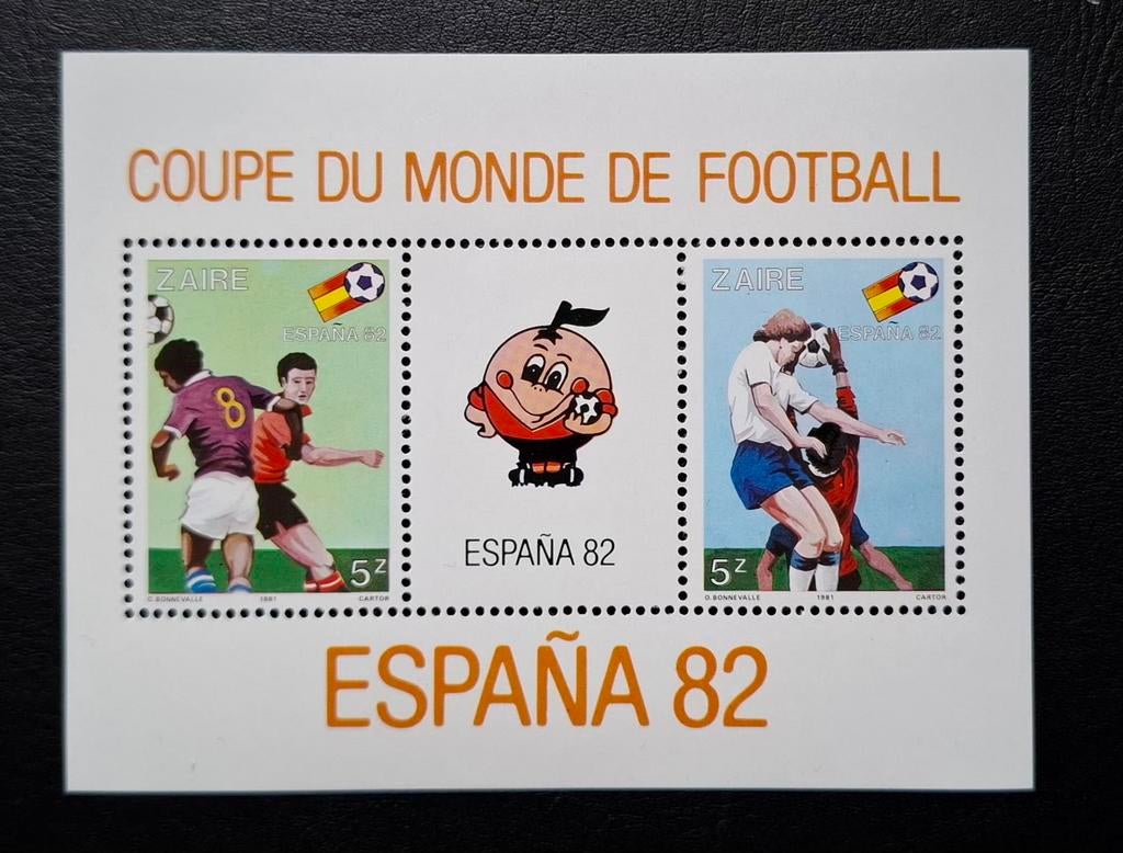 Zaïre: Mi blok 40 ** Wereldbeker voetbal 1981., Ophalen of Verzenden, Overige landen, Postfris